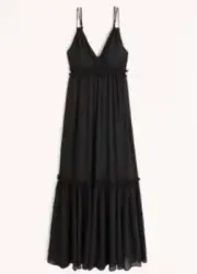 Abercrombie Fitch Women XS Floaty Femme Ruffle Maxi Dress 652793165 NWT $130 Blk