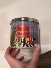 White Barn Bath & Body Works Marshmallow Fireside 3 Wick Candle Brand New 14.5oz