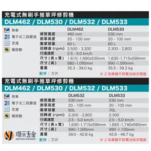 MAKITA 牧田 DLM533Z 充電式無刷手推草坪修剪機 附自走 DLM533 36V 充電 電動 修剪機 割草機 無刷 草坪修剪機 手推割草機 農機【璟元五金】