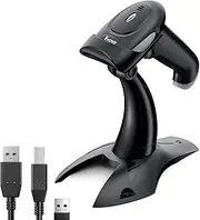 Eyoyo 2D 1D Wireless Barcode Scanner with Stand, 3-in-1 Barcode Reader 2.4G Wireless & Bluetooth & Wired USB Connection, Handheld QR Code Scanner for iPhone, Mac, Android, Store, Warehouse, Library