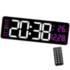 Contemporary Digital Wall Alarm Clock LED Display Remote Control for Home Office