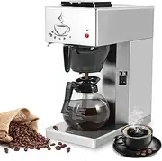 HORESTKIT Commercial Coffee Maker Commercial Coffee Machine, 12-Cup Coffee Maker, Automatic Pour Over Coffee Brewer with 2 Warmer Pads, Glass Decanter in 1.8L Capacity, Stainless Steel