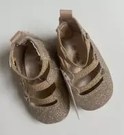 Ollie's Place baby girl size 6-12 months gold glitter party shoes soft sole BNWT