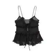 Plain Ruffled Camisole Top Black - L