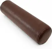 DUOLEH Round Head Neck Bolster Pillow, Round Roll Cylinder Pillow Back Support Cushions, Waterproof Lumbar Pillow for Sofa/Bed/Car, Headboard Pillow Bed Pillow (60x12cm,Brown)