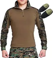 [H World Shopping] Tactical Hunting Military Long Sleeve Shirt with Elbow Pads Camo Digital Woodland
