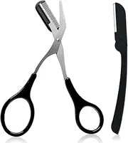 Professional Precision Trimmer Eyebrow Scissors Remover Beauty Tool with Comb and Non Slip Finger Grips