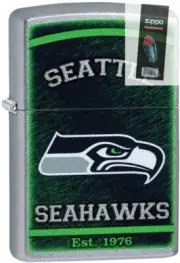 Zippo 29960 NFL Seattle Seahawks Street Chrome Lighter + FLINT PACK
