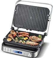 AMZCHEF 4-in-1 Machine (Contact Grill, Griddle, Waffle Iron, Sandwich Maker) - 2000 W, with 4 Non-Stick Removable Plates, with Freely Adjustable Time and Temperature - XXL [Energy Class A+++]