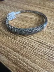 NWT JPARMER Sterling Marcasite Crystal Hinged Bangle 8” Safety 23.94 g. $300