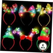 Light Up Christmas Headband, LED Lights Christmas Headwears, Headpieces 6 Pcs