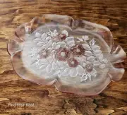 Vintage pink Floral Rosella MIKASA Oval Canape Serving Platter 16" 3.5lbs glass