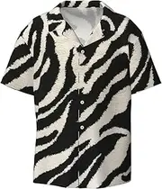 [EdWal] Zebra Animal Print Men's Print T Shirts Short Sleeve Polo Shirts Casual Summer Beach Shirt for Men