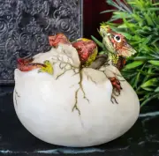 Pyre Magmatite Dragon Hatchling Resting On Egg Shell Figurine 3.5"L
