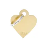 My Family Basic Heart Pet Tag Collar Accessory Golden Brass - 2 Sizes