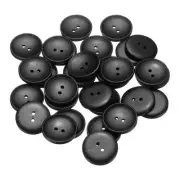 30pcs Wooden Sewing Button 28mm 2 Holes Round Craft Buttons, Black