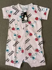 Bonds Strawberry Milkshake Pink Romper Wondersuit Size 3