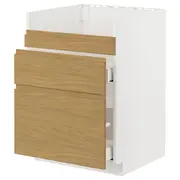 METOD / MAXIMERA base cb f HAVSEN snk/3 frnts/2 drws, white/Voxtorp oak effect, 60x60x80 cm