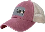 [SDEGTHO] Jet Fighter Printing Summer Trucker Hat with Adjustable Snapback and Mesh Back for Women Men Travel Hiking Fishing