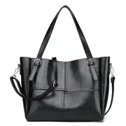 Elegant Oil-Wax Pu Patchwork Handbag High Capacity Crossbody Bags For Women