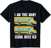 [X.Style] Kids 2 Year Old School Bus Theme 2nd Birthday Party Toddler Boy ds536 T-Shirt (S) Black