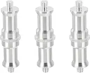 uxcell Camera Spigot Screws Converter 1/4" to 1/4" Male to Male, 3 Pack Tripod Screws Adapter Spigot Stud for Light Stand Hot Shoe Cold Shoe Adapter Ball Head Flash, Silver