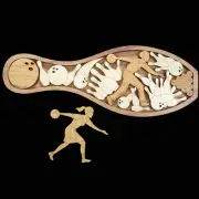 Bowling Memories wood brain teaser award puzzle Male bowler, can be laser engrav