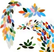 BUYGO BUYGOO 100Pcs Mosaic Tiles, Mixed Color Mosaic Glass Pieces with Organizing Container, Hand-Cut Stained Glass Flower Leaves Tiles for Home Decoration Crafts Supply - Assorted Size&Colors