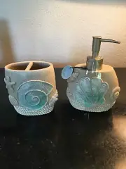 Ocean Shore SET OF 2 Adorable Snail And Shell Bathroom Set.