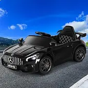 ALFORDSON Dual Motor Kids Ride On Car, Eletric Riding Sport Car with Music Player LED Lights, Remote Control Ride-on Toy Vehicle for Toddler, Black