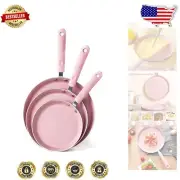 Versatile Pink Frying Pan Set - Nonstick, PFOA-Free & Safe for Induction Cooking