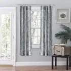 Ellis Curtain Lexington Leaf Printed Leaf Pattern Curtain Pair with Ties Blue