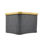 Foldable Square Charcoal Bamboo Frame Cloth Storage Basket Home Organiser Box