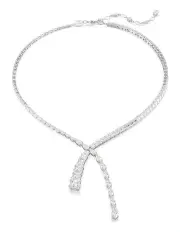 [Swarovski] Matrix Y Mixed Cuts Rhodium Plated Necklace in White