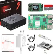 iRasptek Starter Kit for Raspberry Pi 5 16GB RAM-Pre-Loaded with 256GB Edition Raspberry Pi OS (Aluminum Case)