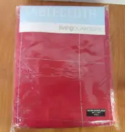 LIVING QUARTERS Silver Snowflakes on Red 60" by 120" Oval Tablecloth New Sealed
