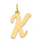 14k Large Script Letter K Initial Charm Bracelet Necklace