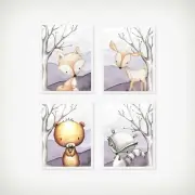 4 x A4 Unframed Nursery/Baby/Kids Woodland Animals Cute Gift Wall Prints