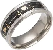 [VPbao] Couple Ring 8mm ECG Carbon Fiber Lover Rings Titanium Steel Wedding Band