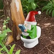 Loyzcy Garden Gnomes Outdoor, Gnomes Decorations for Home, Miniature Resin Gnome Gifts, Funny Elf Sculpture Play Phone on The Toilet, Whimsical Decor for Yard Patio Lawn
