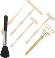 1 Set Zen Garden Tool Kit with Mini Rakes and Brush Decorative Sand Table Rakes for Home Office Desk Meditation Accessories