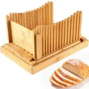 Bread Slicer Foldable Toast Bread Slicer Crumb Tray Cutting Board Adjustable