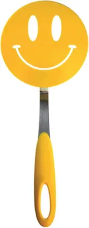 Spatulart Smiley Nylon Flex Turner, Spatula Cooking Utensil Co-Molded With Silicone, Sturdy Steel Handle, Safe for Non-Stick Cookware, Face, H x 11.75