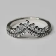 NEW AUTHENTIC PANDORA WISH CROWN RING Multiples sizes Free HINGED BOX 197736CZ
