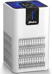 [Stelive] Compact Air Purifiers, True HEPA-13 & Active Carbon Filter, Suitable For Areas Up To 30m2, 3-Stage Filtration, Home Air Cleaner Removes 99.97% Airborne Contaminants, Quiet Sleep Mode, White