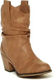 [Charles Albert] Women's Modern Western Cowboy Distressed Boot with Pull-Up Tabs