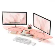 Dual Monitor Stand Riser,Wing-Shaped Sturdy Desktop Computer Wood Stand for 2...