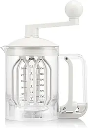 Bodum Bistro Pancake Batter Mixer and Dispenser, Integrated Measuring, Easy-Pour, Durable, BPA-Free Plastic, Dishwasher Safe, White
