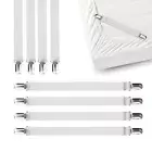8 Pack White Bed Sheet Straps Elastic Fitted Sheet Clips Bed Gripper for Corners