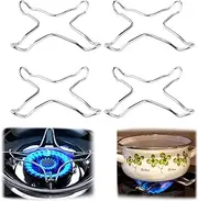 Xinghonyac 4 Pcs Gas Stove Ring Reducer Trivet, 10cm x 10.3cm Trivet Stove Burner Grate Gas Cooker Holder, Gas Cooker Accessories, Stainless Steel Kitchen Rack Pot Stand for Gas Hob